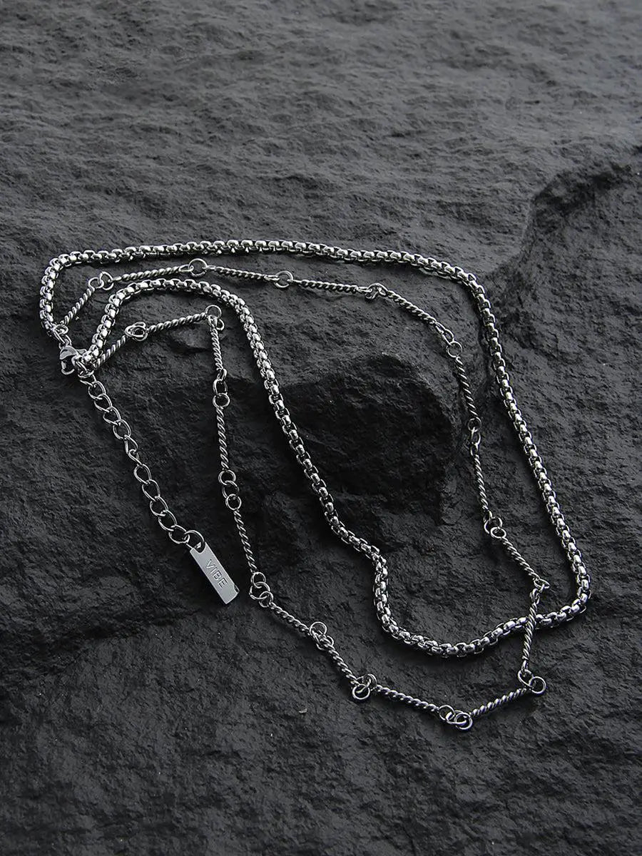 Double Layered Thin Chain Necklace ArtsKoreanMan