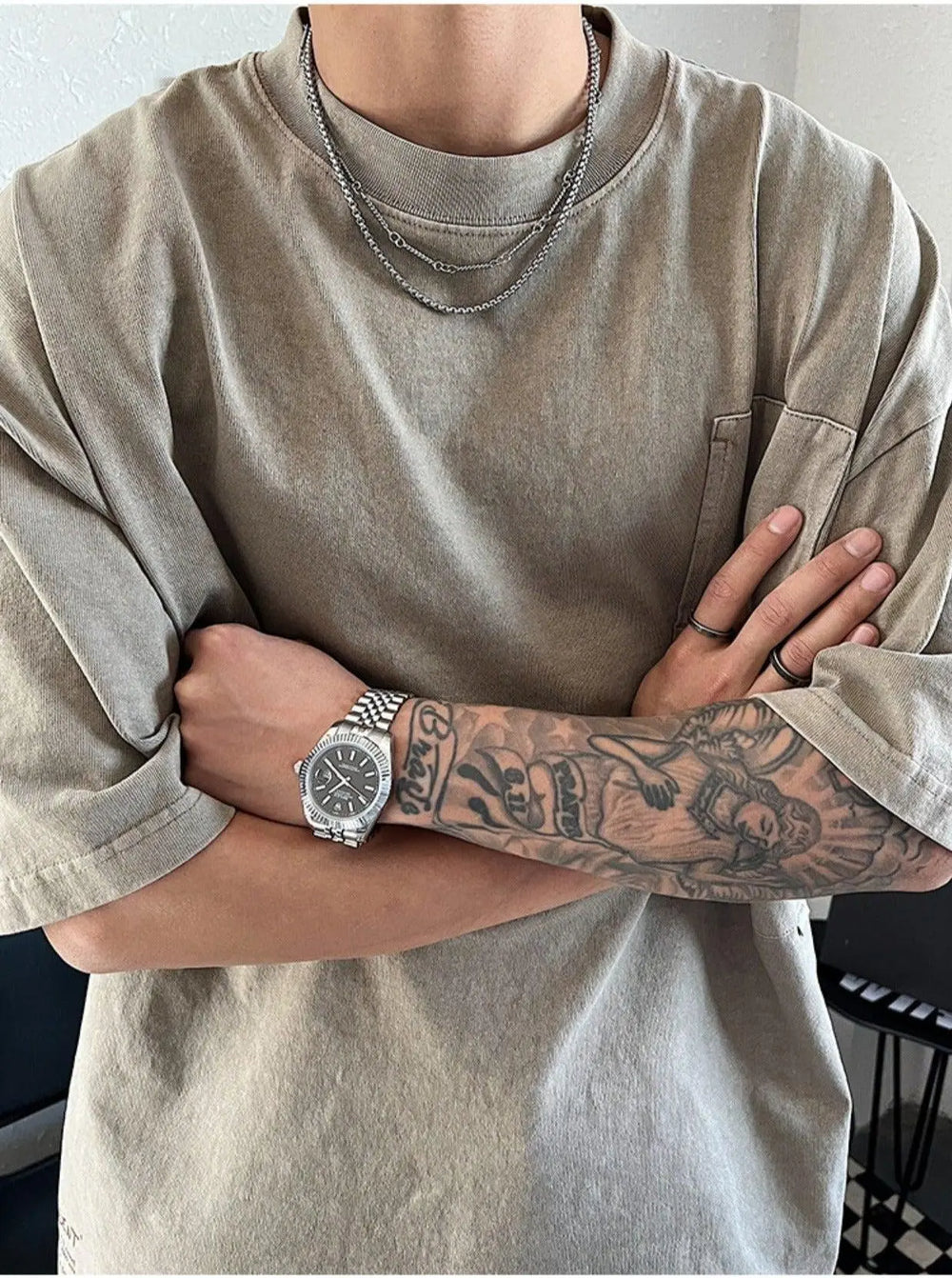 Double Layered Thin Chain Necklace ArtsKoreanMan