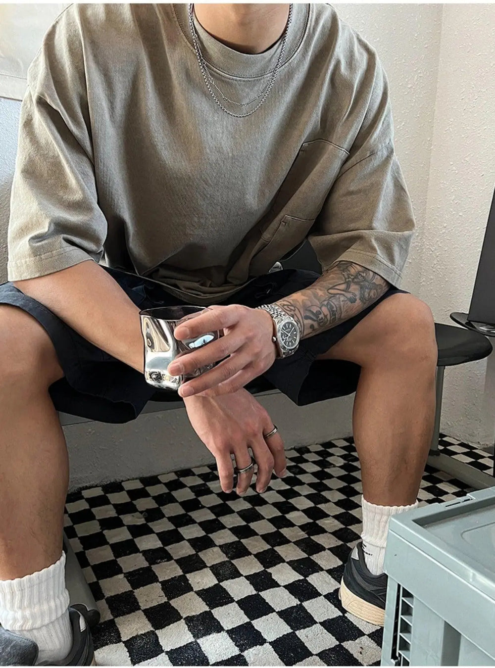 Double Layered Thin Chain Necklace ArtsKoreanMan