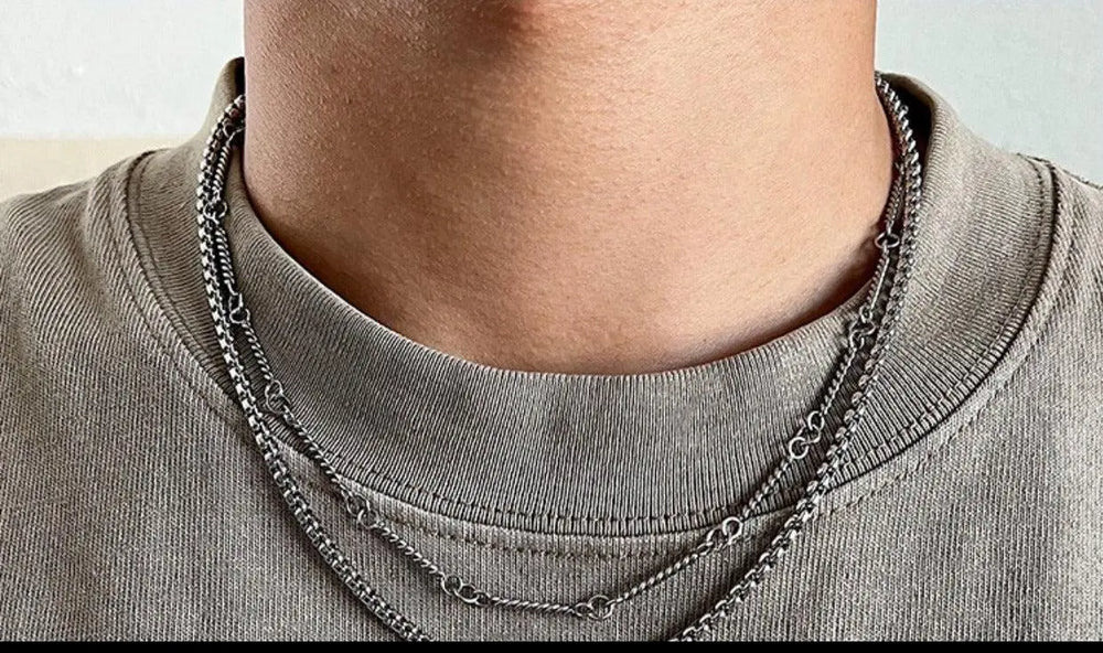 Double Layered Thin Chain Necklace ArtsKoreanMan