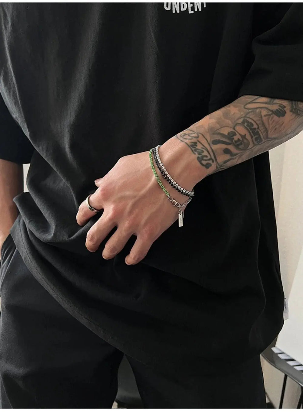 Double Layered Zircon Beads Necklace & Bracelet ArtsKoreanMan