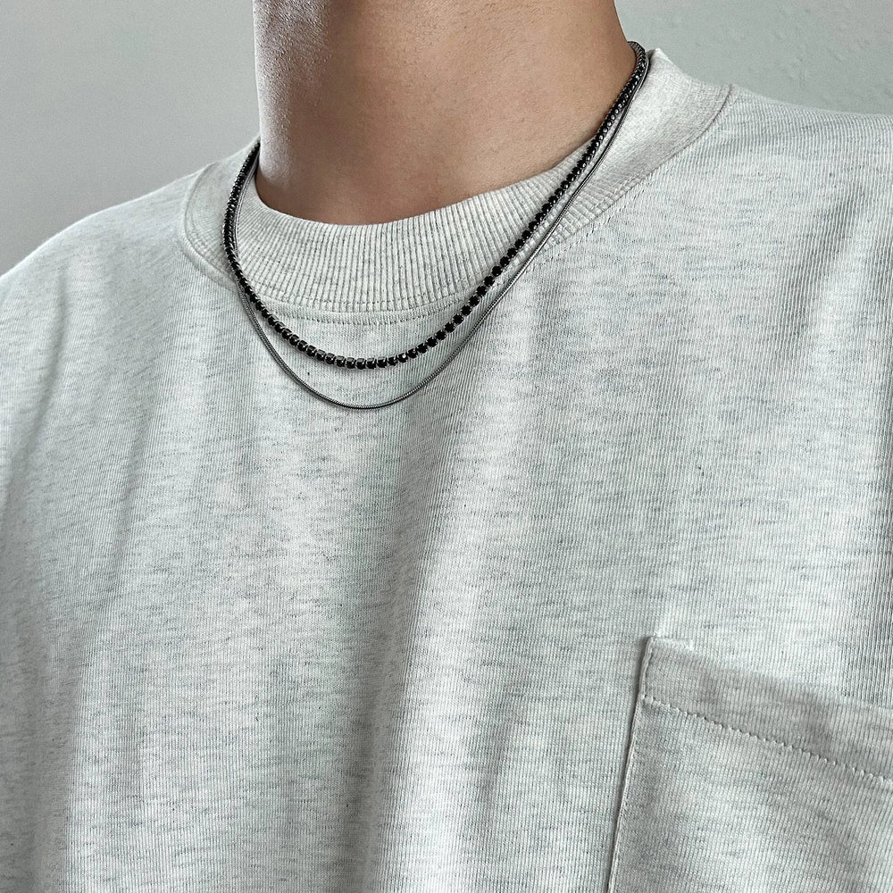 Double Layered Zircon Beads Necklace & Bracelet ArtsKoreanMan