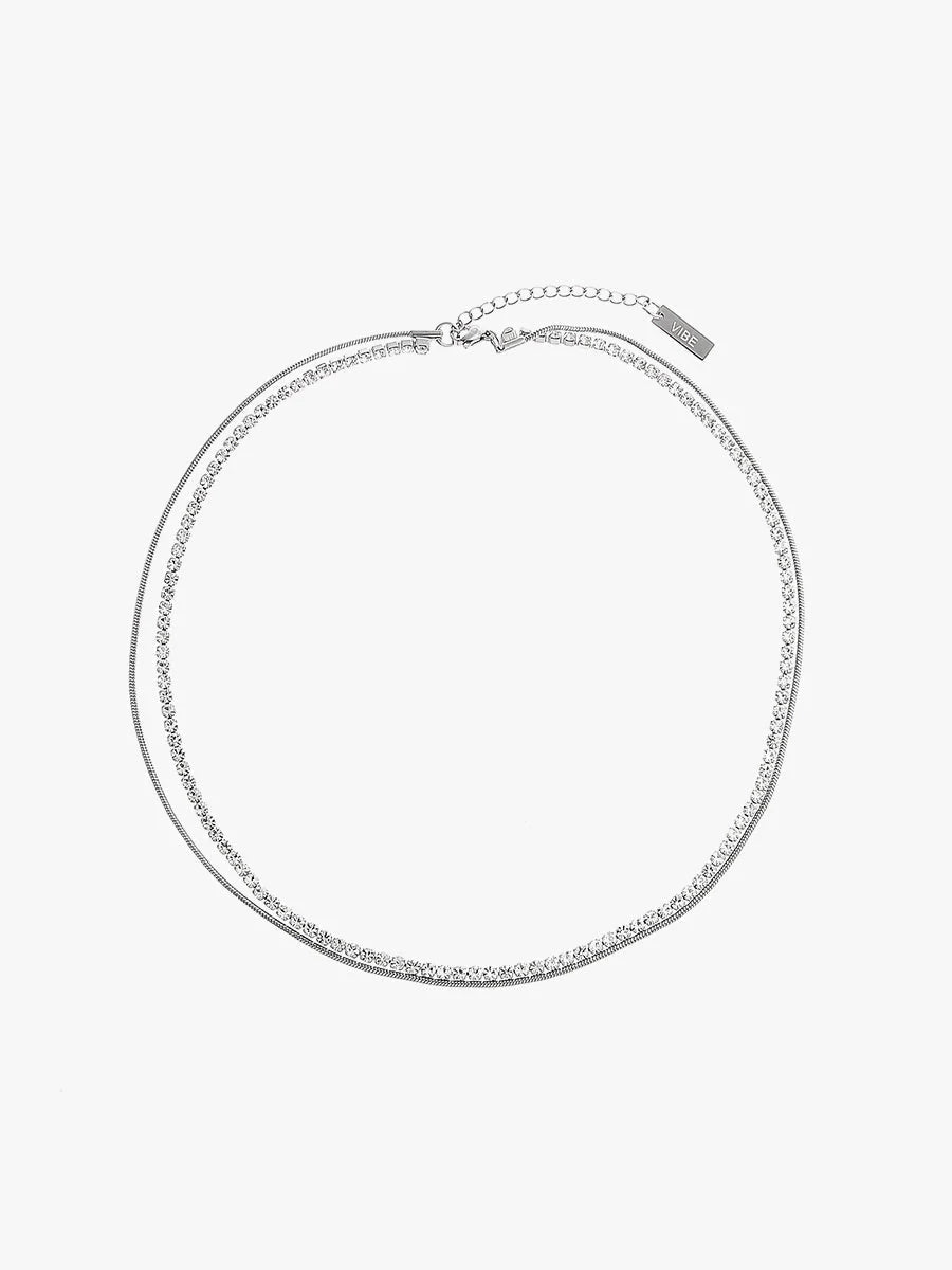 Double Layered Zircon Beads Necklace & Bracelet