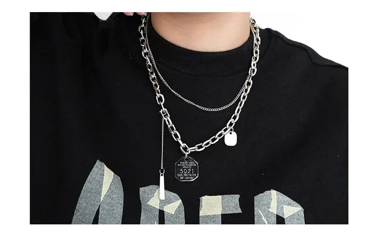 Double-Layer Chain Necklace ArtsKoreanMan