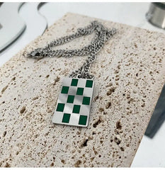 Double-Sided Checkerboard Necklace ArtsKoreanMan