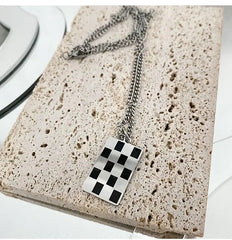 Double-Sided Checkerboard Necklace ArtsKoreanMan