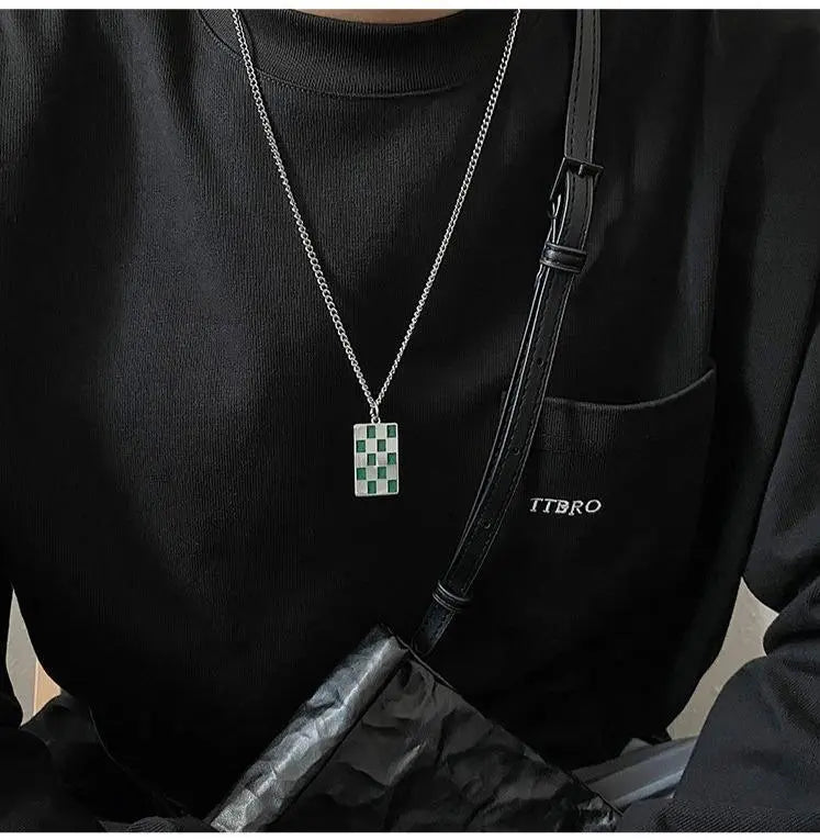 Double-Sided Checkerboard Necklace ArtsKoreanMan