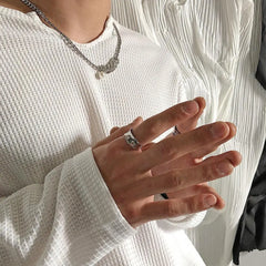 Fold Texture Irregular Ring ArtsKoreanMan