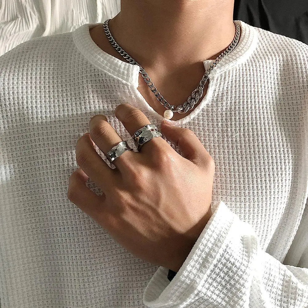 Fold Texture Irregular Ring ArtsKoreanMan