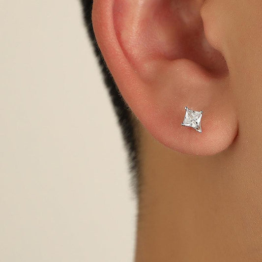 Four Pointed Star Zircon Stud Earrings