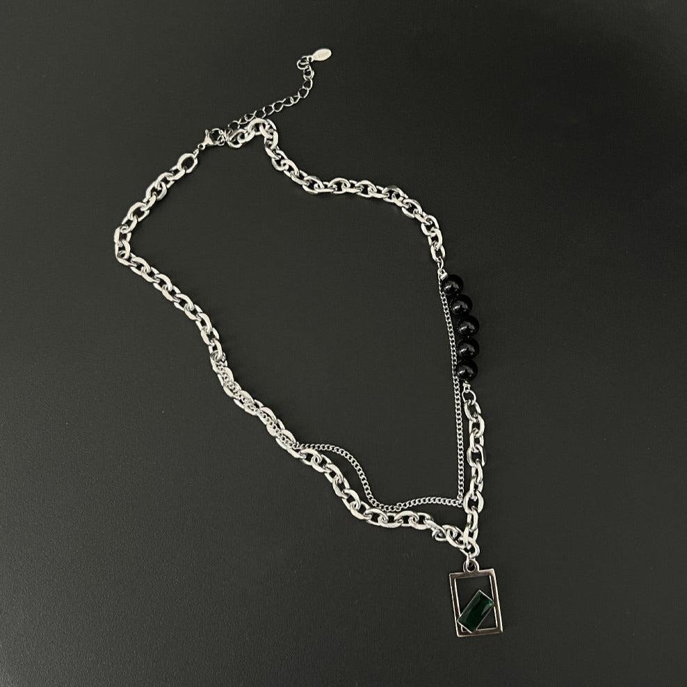 Green Zircon Square Pendant Necklace