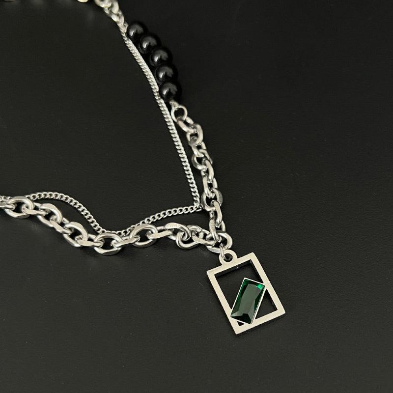 Green Zircon Square Pendant Necklace