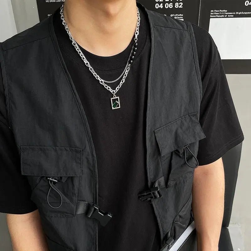 Green Zircon Square Pendant Necklace ArtsKoreanMan