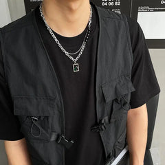 Green Zircon Square Pendant Necklace ArtsKoreanMan