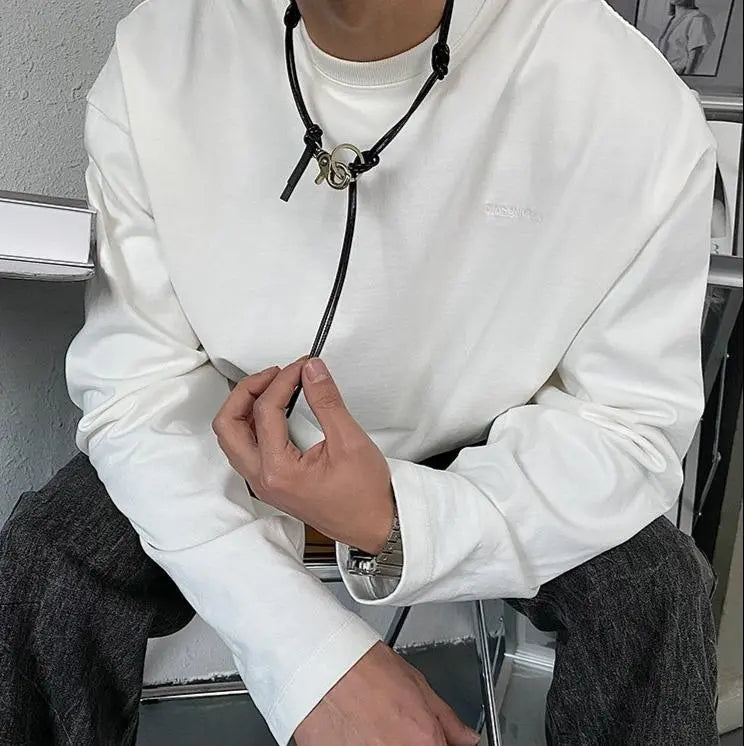 Keychain Stitching Pu Leather Necklace ArtsKoreanMan