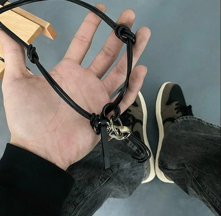 Keychain Stitching Pu Leather Necklace ArtsKoreanMan