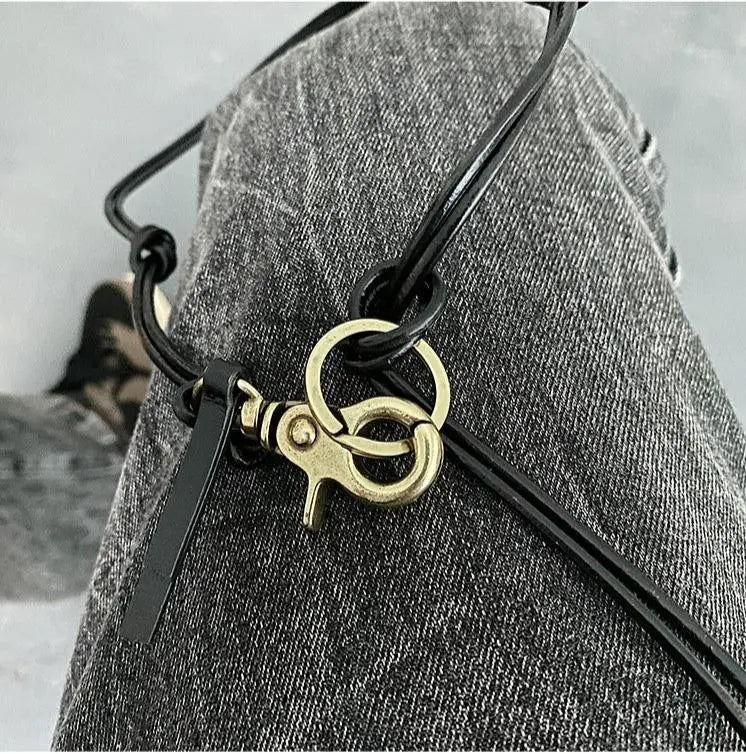 Keychain Stitching Pu Leather Necklace ArtsKoreanMan