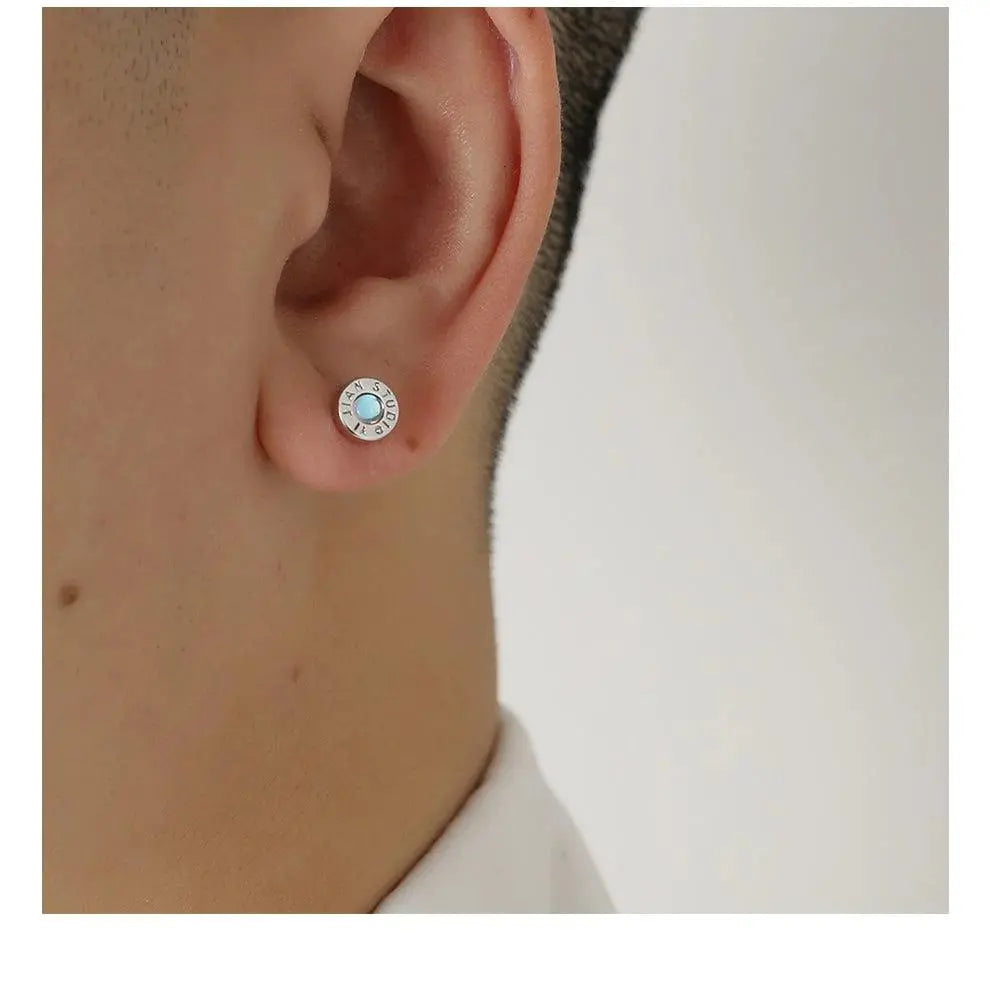 Letter Blue Earrings ArtsKoreanMan