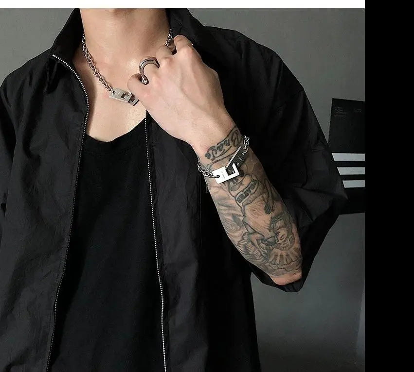 Lettering Cuban Chain Bracelet ArtsKoreanMan