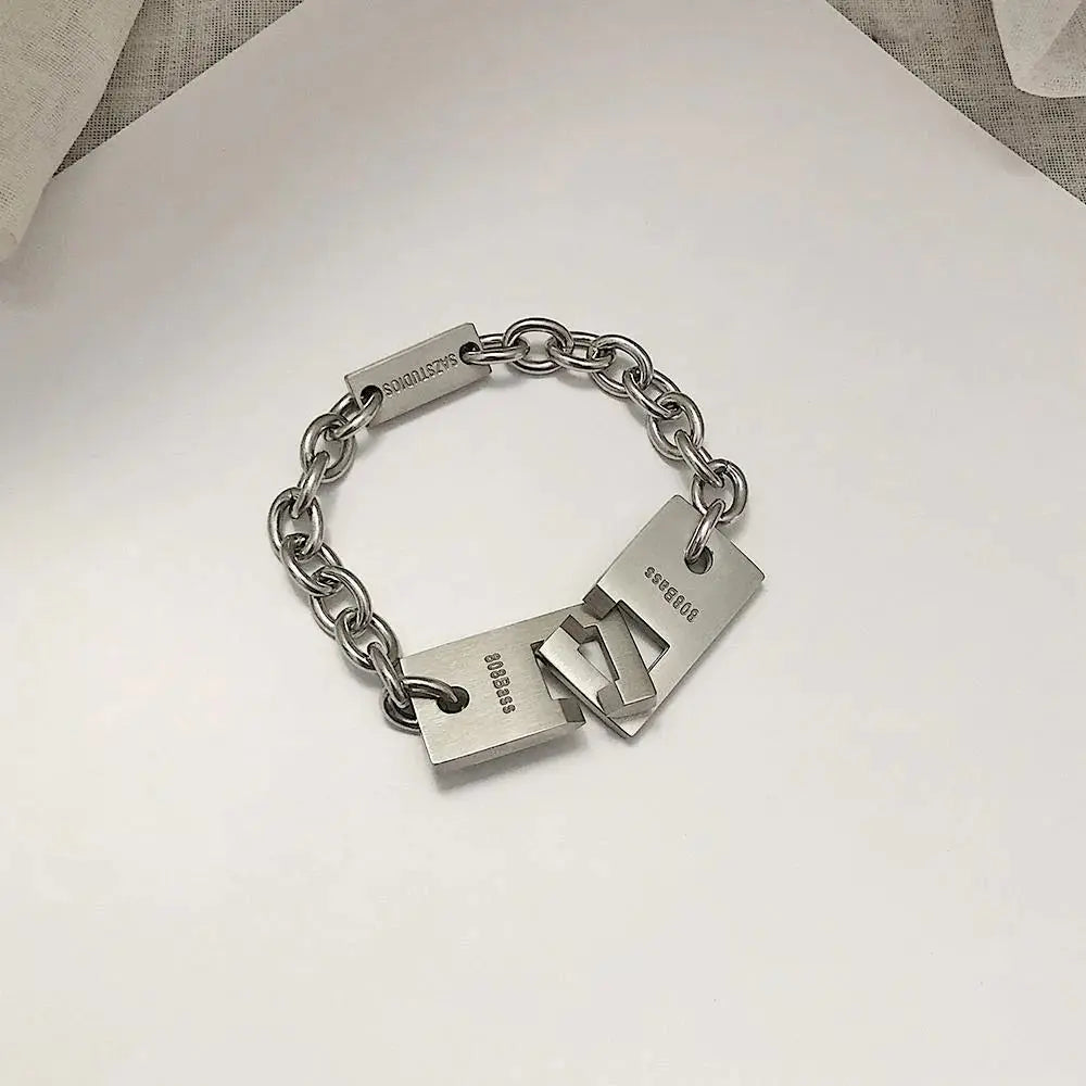 Lettering Cuban Chain Bracelet ArtsKoreanMan