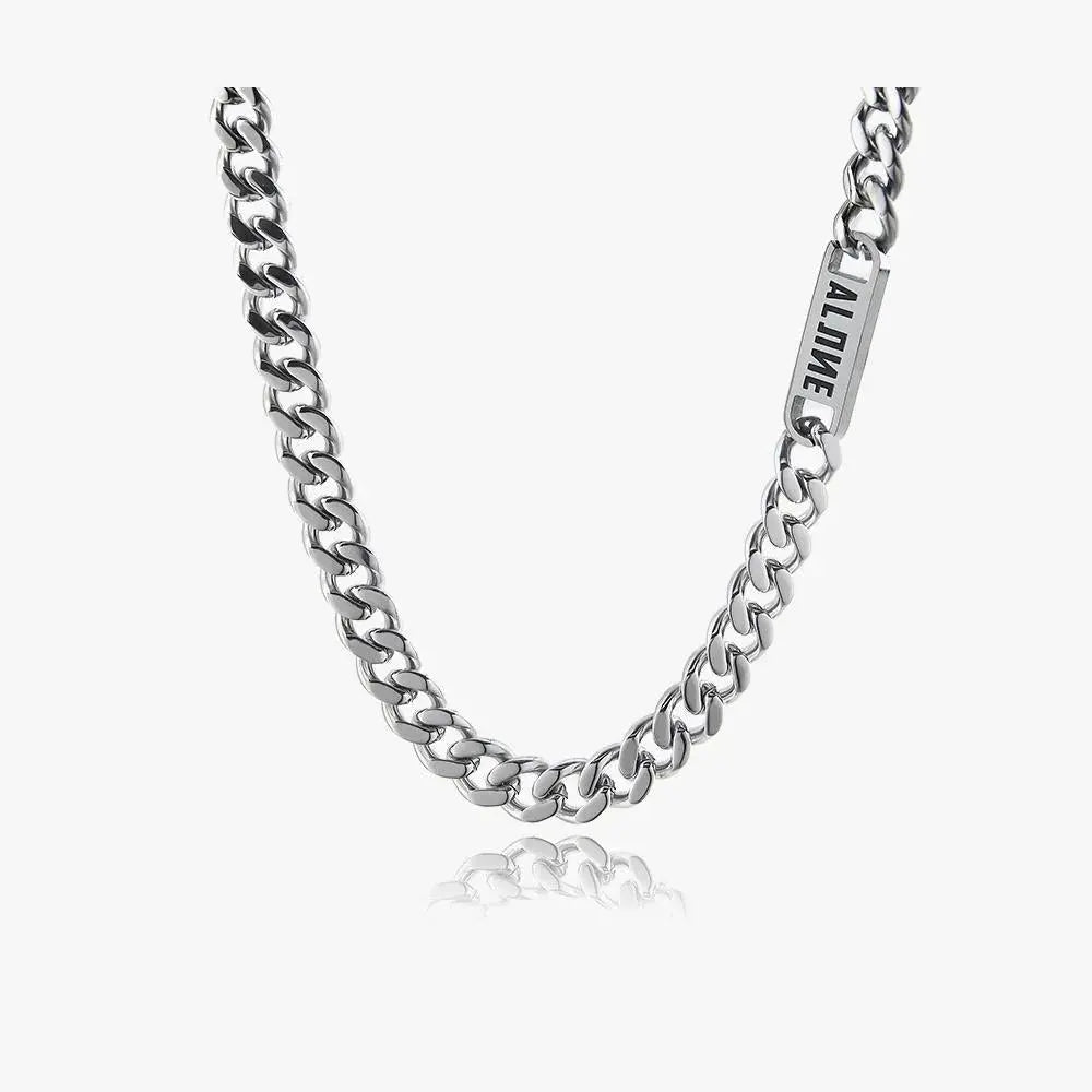 Lettering Cuban Chain Necklace ArtsKoreanMan