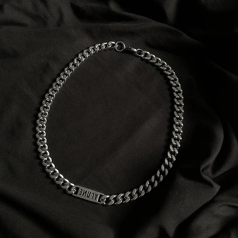 Lettering Cuban Chain Necklace ArtsKoreanMan