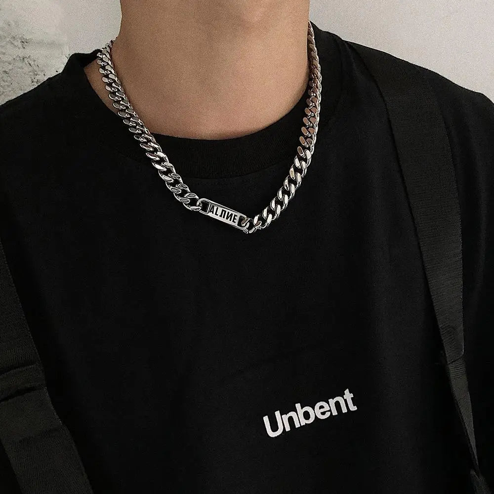 Lettering Cuban Chain Necklace ArtsKoreanMan