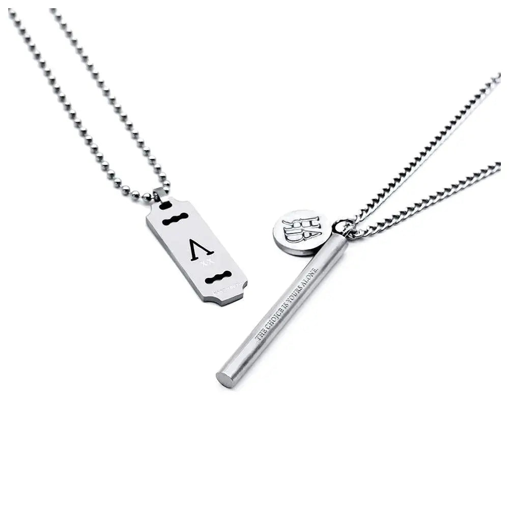 Metal Cylinder Pendant Necklace ArtsKoreanMan