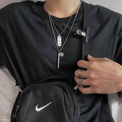 Metal Cylinder Pendant Necklace ArtsKoreanMan