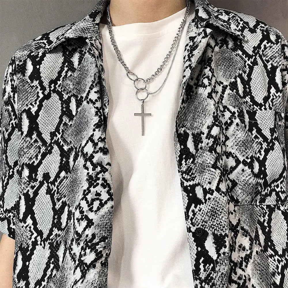 Multi-Layer Ring Cross Necklace ArtsKoreanMan