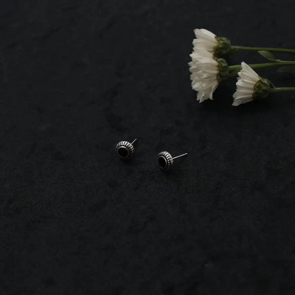 Oval Black Enamel Earrings ArtsKoreanMan