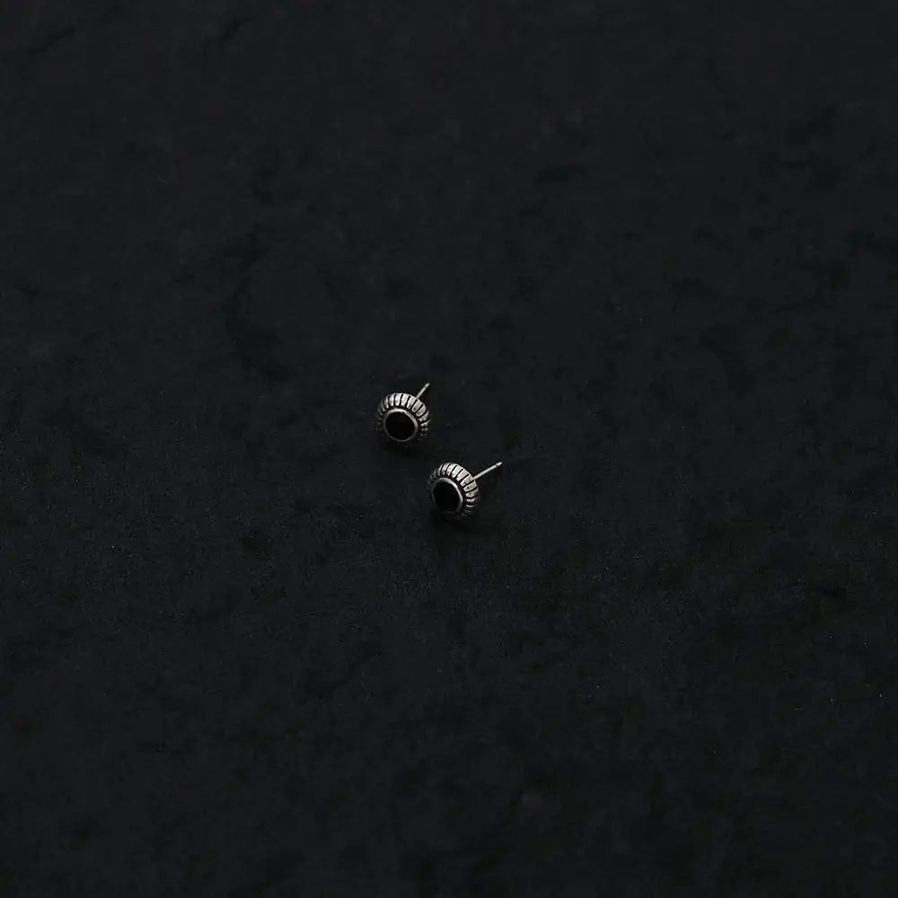 Oval Black Enamel Earrings ArtsKoreanMan