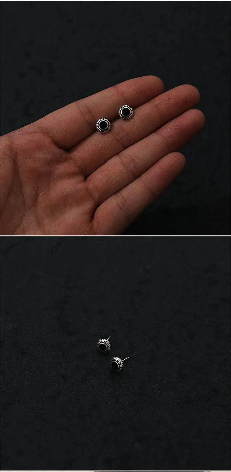 Oval Black Enamel Earrings ArtsKoreanMan