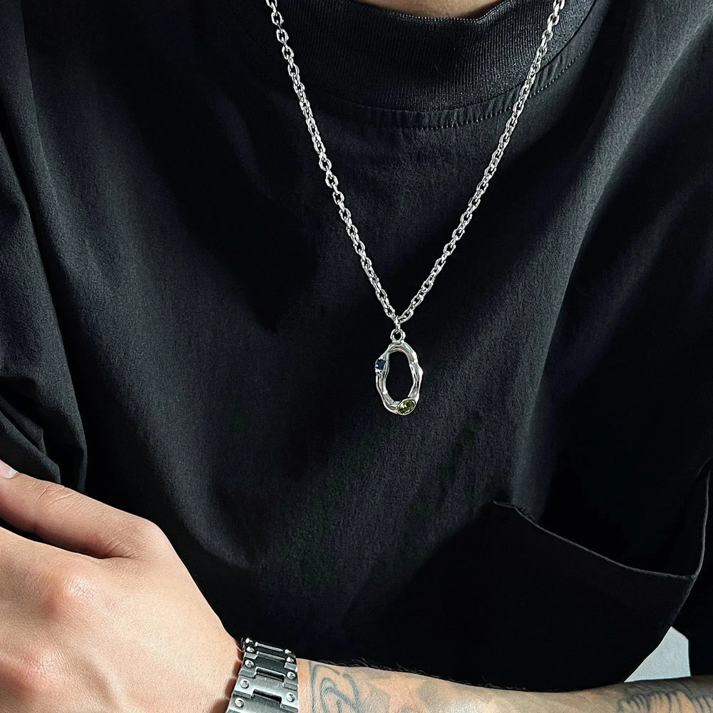 Oval Metal Pendant Necklace ArtsKoreanMan