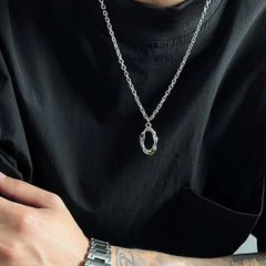 Oval Metal Pendant Necklace ArtsKoreanMan