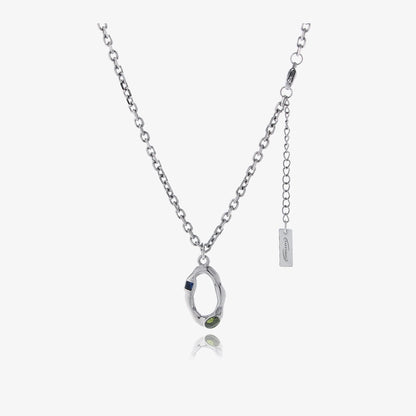 Oval Metal Pendant Necklace