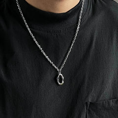 Oval Metal Pendant Necklace ArtsKoreanMan