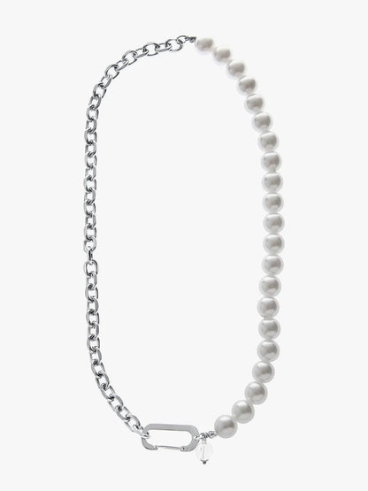 Pearl Stitching Titanium Steel Chain Necklace