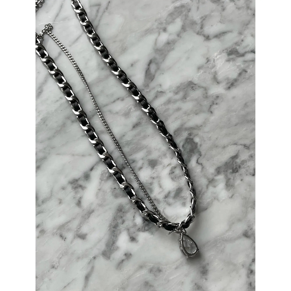 Pendant Gem Combination Leather Necklace ArtsKoreanMan