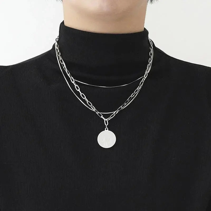 Portrait Multi-Layer Chain Necklace ArtsKoreanMan