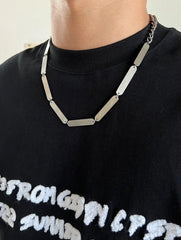 Rectangular Metal Bar Necklace ArtsKoreanMan