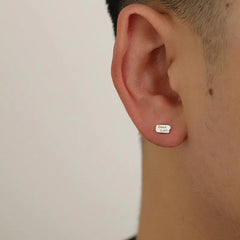 Rectangular Metal Stud Earrings ArtsKoreanMan