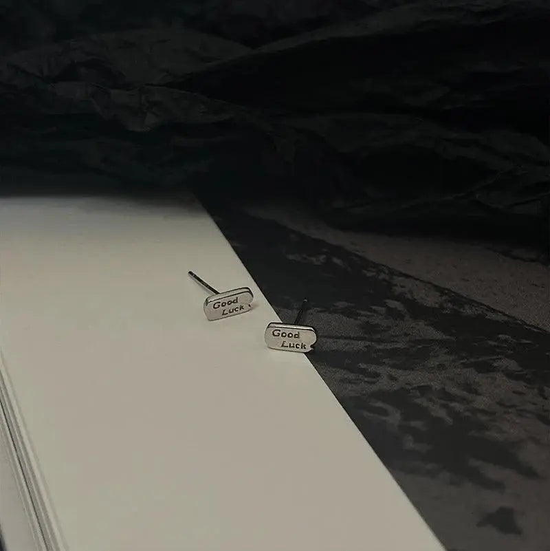 Rectangular Metal Stud Earrings ArtsKoreanMan