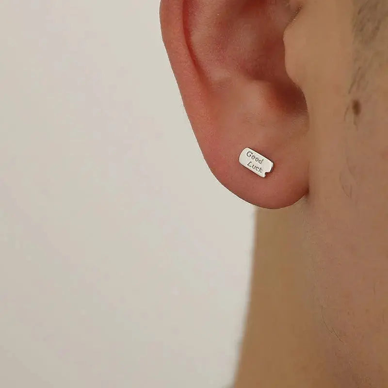 Rectangular Metal Stud Earrings ArtsKoreanMan