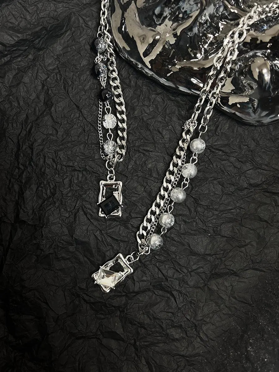 Rectangular Pendant Zircon Necklace ArtsKoreanMan