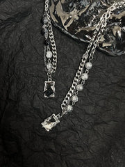 Rectangular Pendant Zircon Necklace ArtsKoreanMan