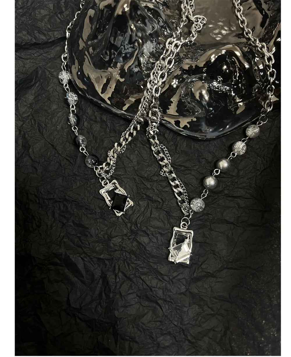 Rectangular Pendant Zircon Necklace ArtsKoreanMan