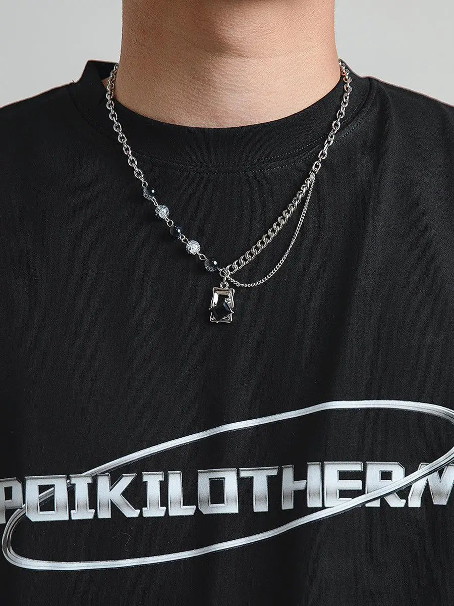 Rectangular Pendant Zircon Necklace ArtsKoreanMan