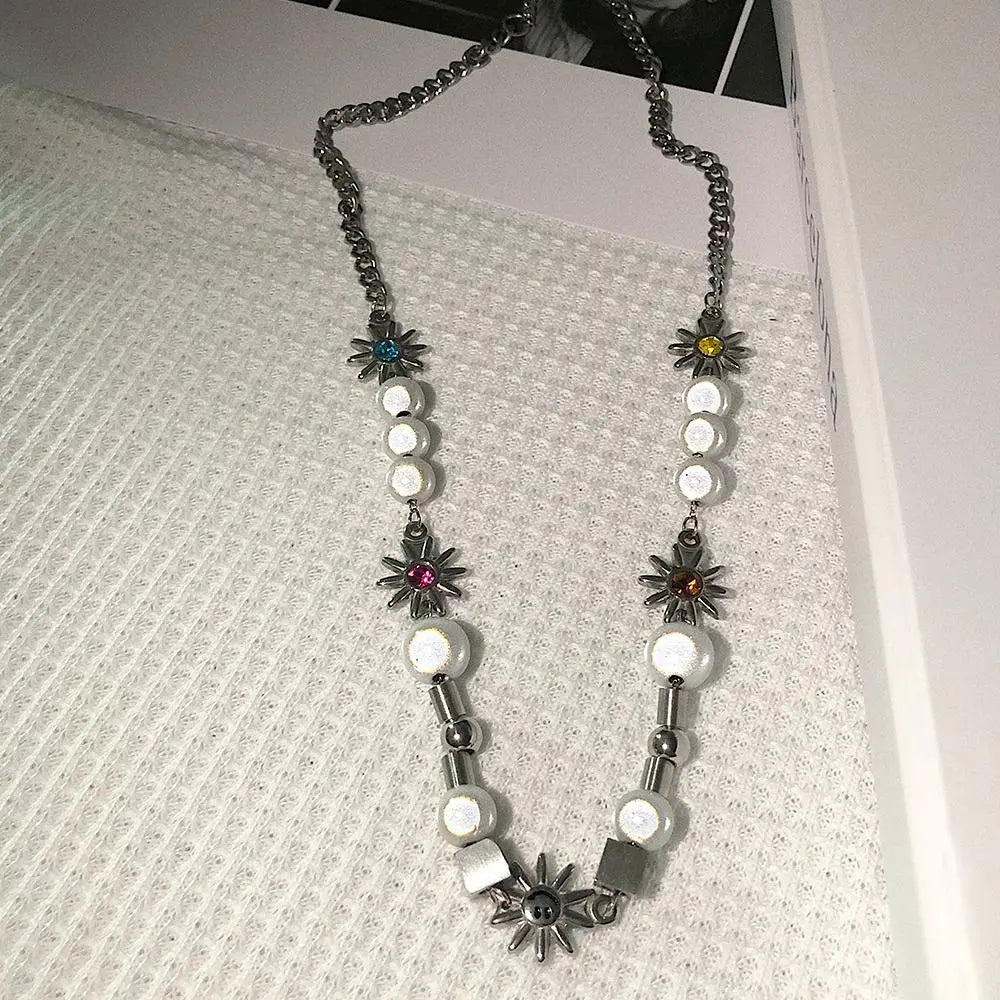 Reflective Pearl Stitching Necklace ArtsKoreanMan