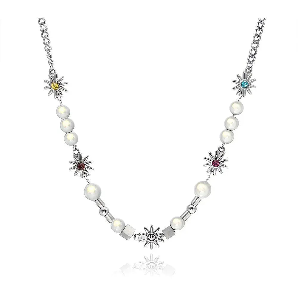 Reflective Pearl Stitching Necklace ArtsKoreanMan